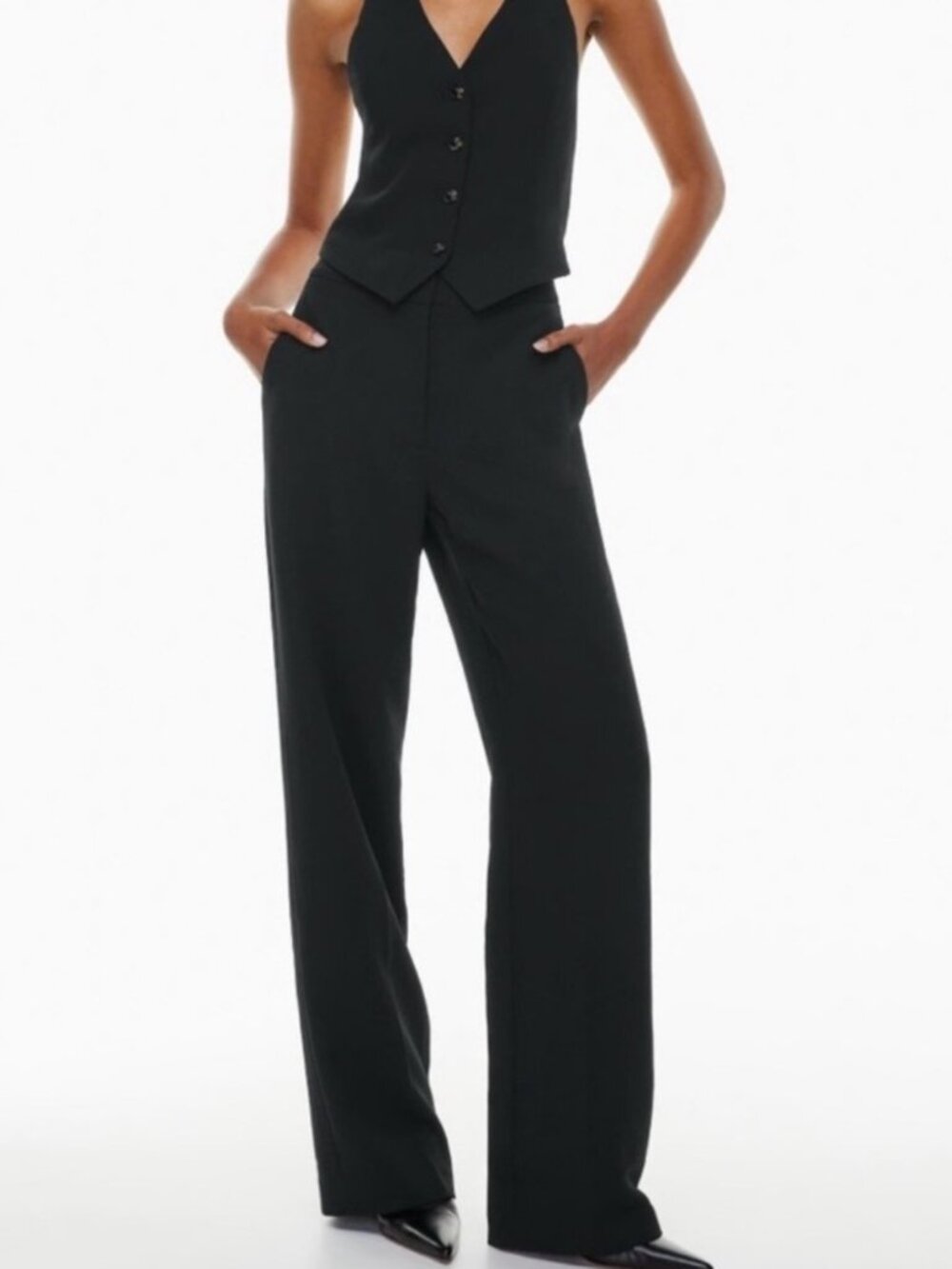 Wilfred by Aritzia Alayna Black High Rise Wide Leg Crepe Pants Women’s Size 4